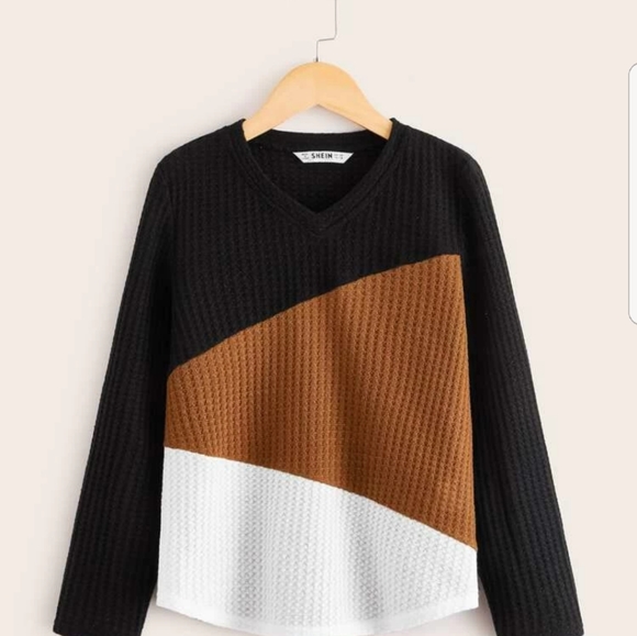 SHEIN Other - Girls colorblock waffle knit top size 10Y